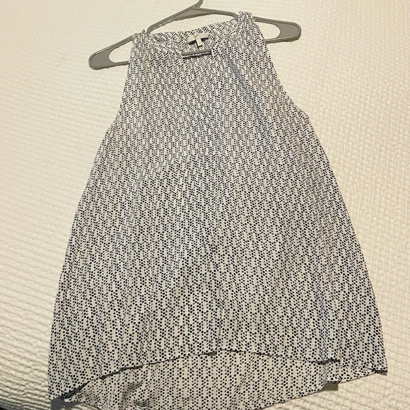 Joie silk blouse sleeveless white with navy dots - Picture 1 of 2